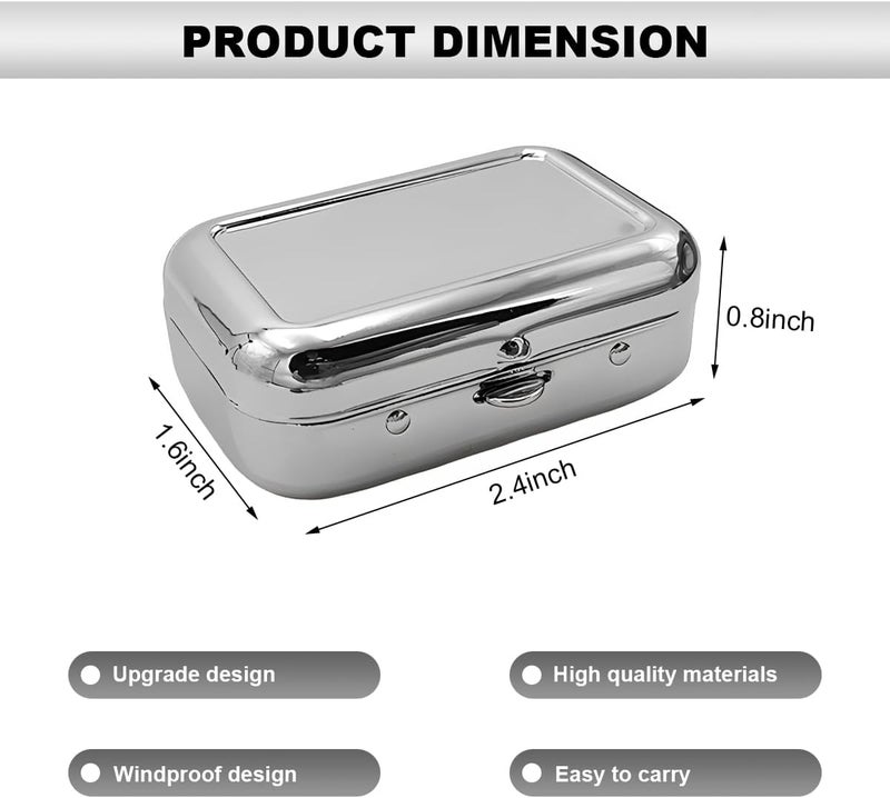FSTURIOS Portable Ashtray, Windproof Creative Pocket Ashtray Car Ash Tray with Lid, Stainless Steel Mini Compact Cigarette Snuffers, Waterproof Cigar Ash Tray for Car Office Travel (Silver) - Image 2
